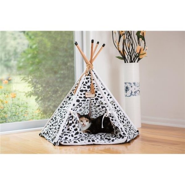 Aeromark AeroMark International C46 Armarkat Cat Bed; Teepee Style - White & Black Paw Print C46